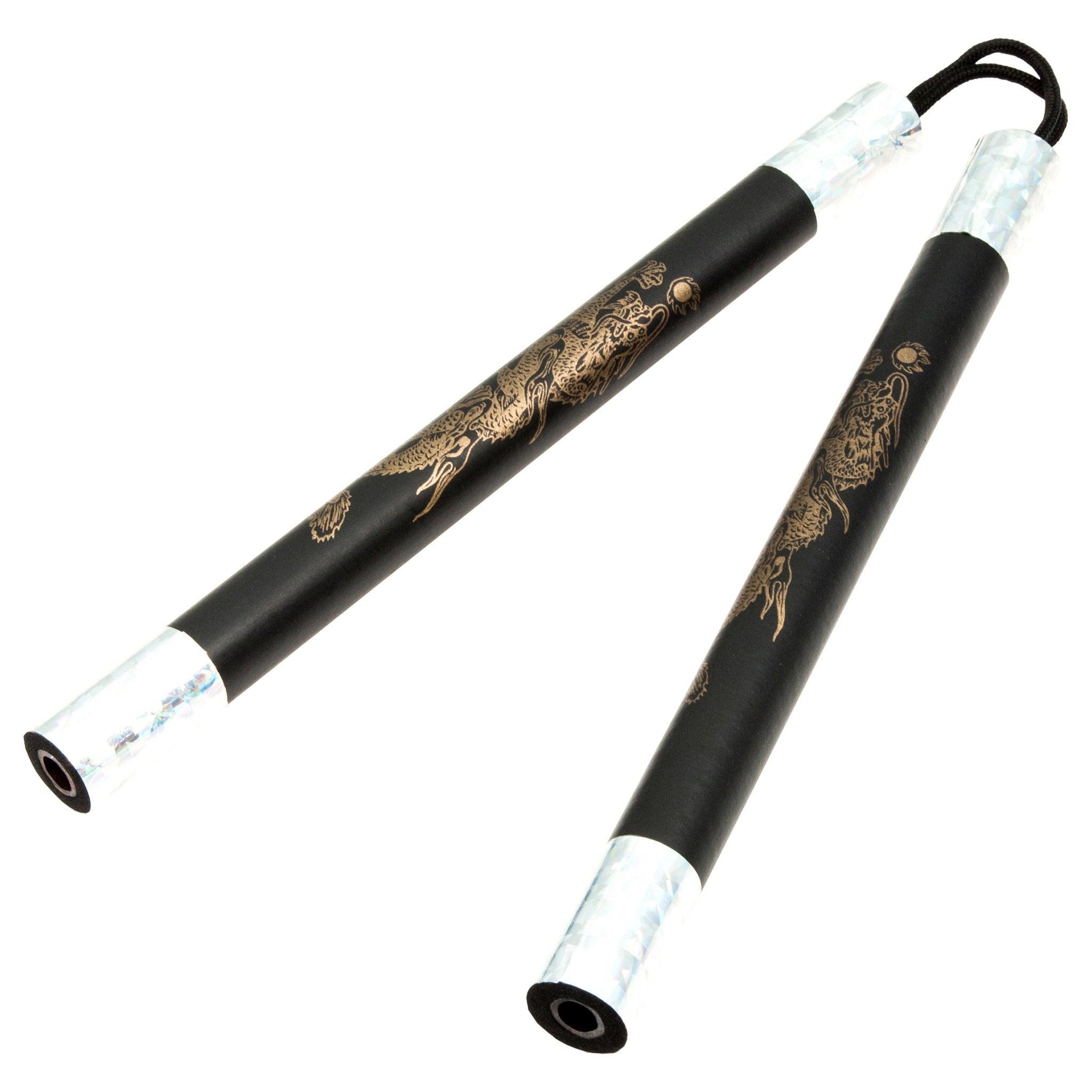 Demo II Black Practice Foam Nunchaku with Gold Dragon - Violent Art Shop