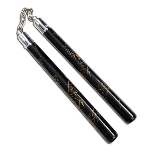Black Carved Dragon Nunchaku - Violent Art Shop