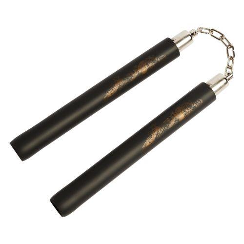 Practice Foam Chuck Nunchaku Nunchuck With Dragon II w/Chain 12" - Violent Art Shop