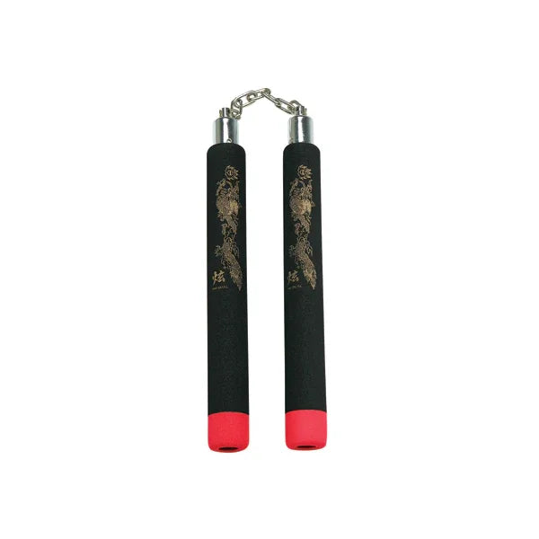 Black Rubber Nunchaku W/ Red Tips