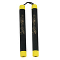 Black Rubber Nunchaku With Yellow Tips - Violent Art Shop