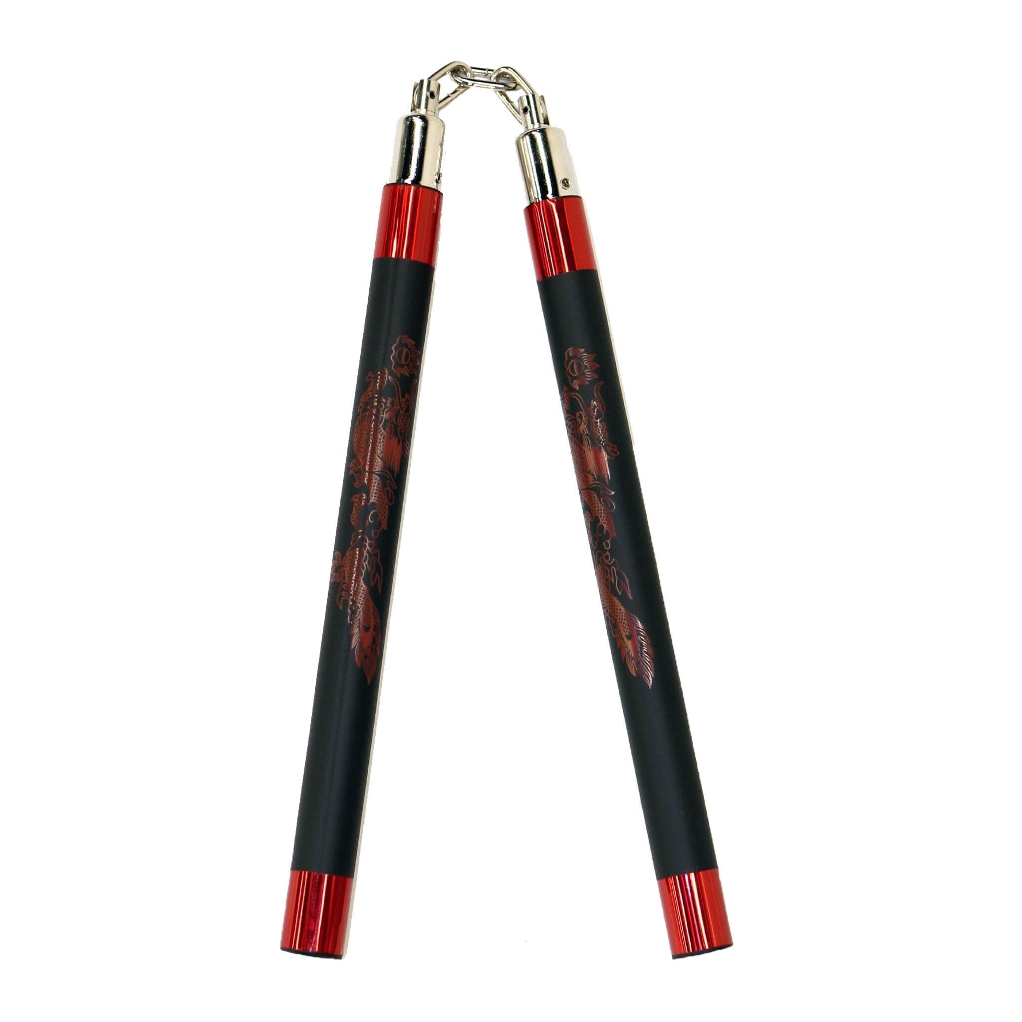 Demo III Black Practice Foam Nunchaku with Red Dragon - Violent Art Shop