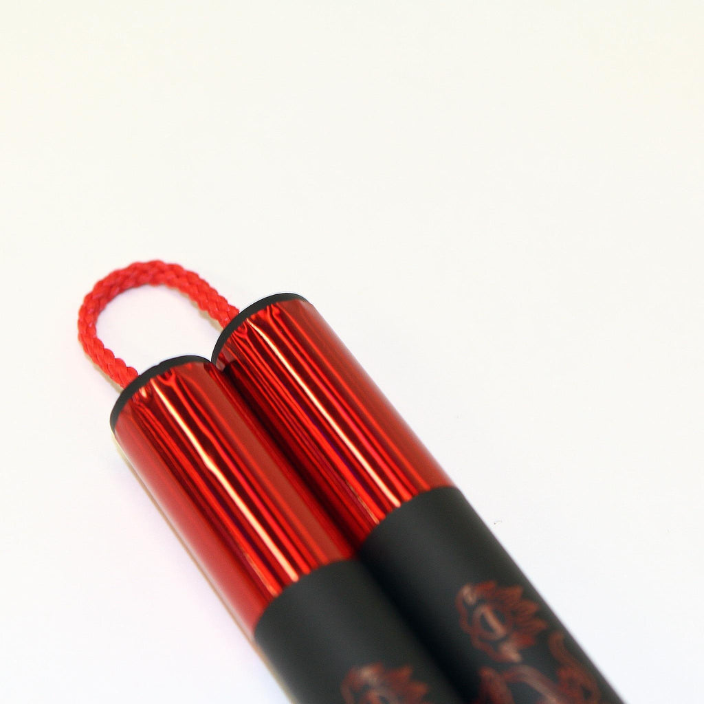 Demo III Black Practice Foam Nunchaku with Red Dragon - Violent Art Shop