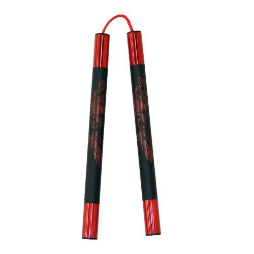 Demo III Black Practice Foam Nunchaku with Red Dragon - Violent Art Shop