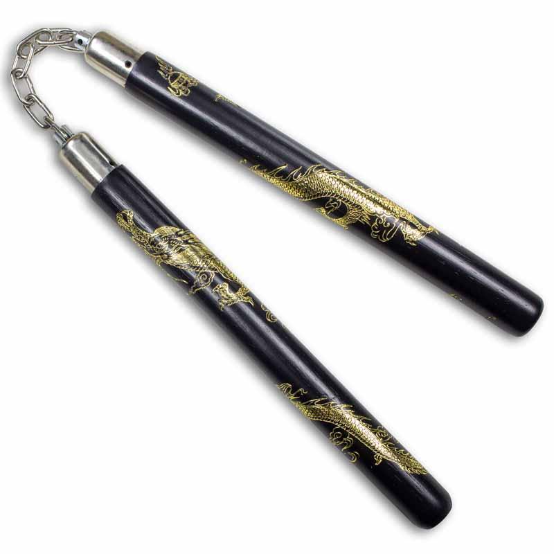 Gold Dragon Rattan Nunchaku - Violent Art Shop