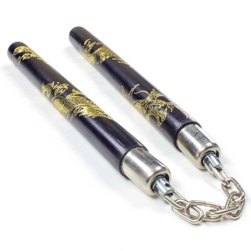 Gold Dragon Rattan Nunchaku - Violent Art Shop