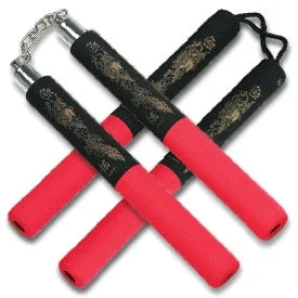 Red & Black Rubber Foam Nunchaku