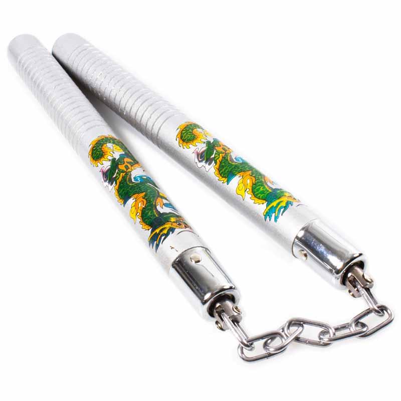 Silver Dragon Nunchaku - Violent Art Shop